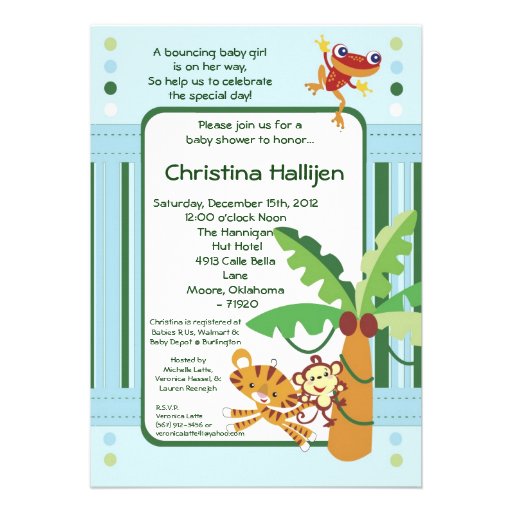 5x7 Rain-forest Jungle Baby Shower Invitation
