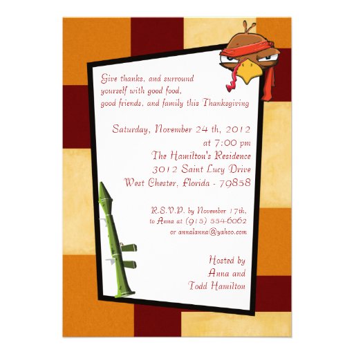 5x7 Rambo Turkey Thanksgiving Invitation