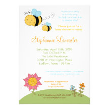 5x7 Spring Honey Bumble Bee Baby Shower Invitation