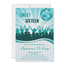 5x7 Teal Dance Party 16th Birthday Invitation