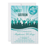 5x7 Teal Dance Party 16th Birthday Invitation