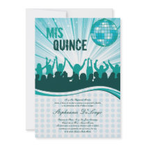 5x7 Teal Dance Party Quinceanera Invitation