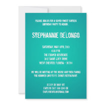 5x7 Teal DJ Spin Turntable 16 Birthday Invitation