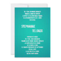 5x7 Teal DJ Spin Turntable Quinceanera Invitation