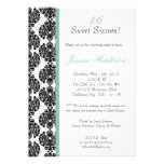 5x7 Tiffany Blue Damask Birthday Party Invitation
