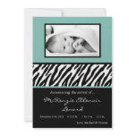 5x7 Tiffany Blue Zebra PHOTO Birth Announcement