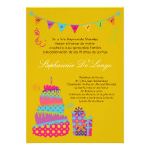 5x7 Topsey Cake Quinceanera Birthday Invitation