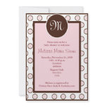 5x7 Trendy dot Pink, Mauve & Brown Baby Shower Announcements