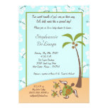 5x7 Tropical Turtle Mama TWINS Shower Invitation