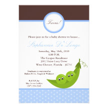 5x7 TWIN Boy Peas in Pod Baby Shower Invitation