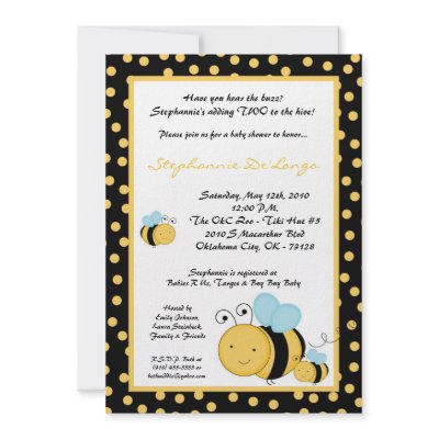 5x7 TWIN Honey Bumble Bee Baby Shower Invitation by thepapergenius