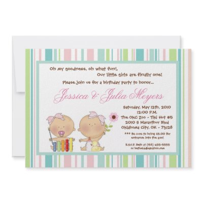 5x7 TWINS Girl Girly Birthday Party Invitation by thepapergenius