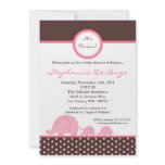 5x7 TWINS Mod Pink Elephant Baby Shower Invitation