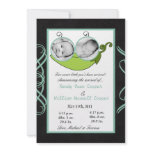 5x7  Twins Pea in a Pod  PHOTO Birth Announcement