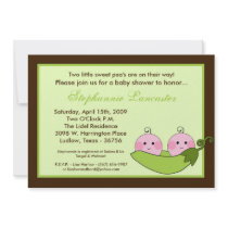 5x7 TWINS Sweet Pea in Pod Baby Shower Invitation