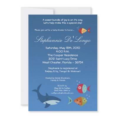 5x7 Under the Sea SharkFish Baby Shower Invitation by AnnLeeDesigns
