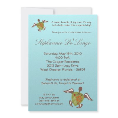 5x7 Under the Sea Turtle Baby Shower Invitation by AnnLeeDesigns