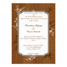 5x7 Wedding Invitation Wooden Plank Floral Wedding