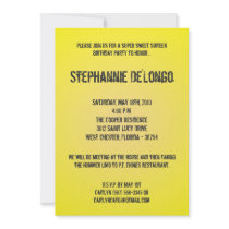 5x7 Yellow DJ Turntable 16 Birthday Invitation