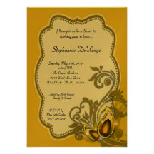 5x7 Yellow Masquerade Sweet 16 Birthday Invitation