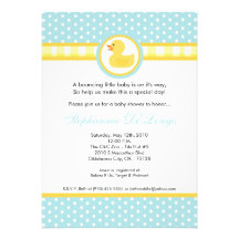 5x7 Yellow Rubber Ducky Baby Shower Invitation