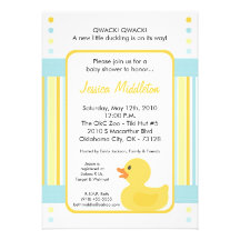 5x7 Yellow Rubber Ducky Baby Shower Invitation