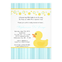 5x7 Yellow Rubber Ducky Baby Shower Invitation