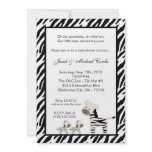 5x7 Zebra TWINS Baby Birthday Party Invitation