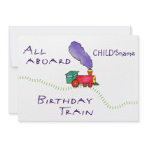 5x7All aboard (child's name) Birthday Train Invite