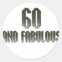 60 and fab disco theme round stickers