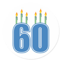 60 Birthday Candles (Blue / Green)