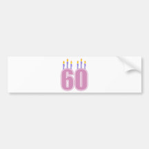 60 Birthday Candles (Pink / Purple) Bumper Sticker