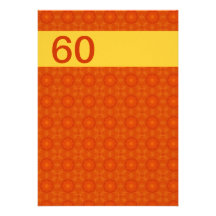 60 Birthday Party Orange and Gold Geometric B103 Invites