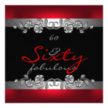 60 & Fabulous 60th Birthday Party Silver Red Personalized Invitation