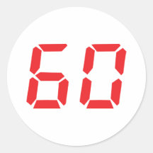 60 sixty red alarm clock digital number sticker
