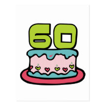 60 Year Old Birthday Cake Post Card