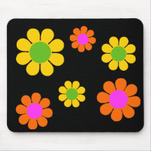 60s Flower Power Mouse Mat