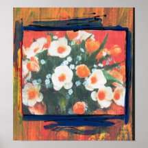 60s Peter Max style computer screen flowers Poster