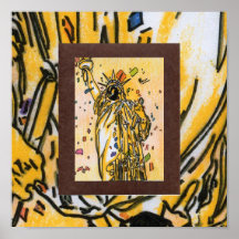 60s Peter Max style confitti Statue of Liberty Print