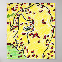 60s Peter Max style profile confitti Posters