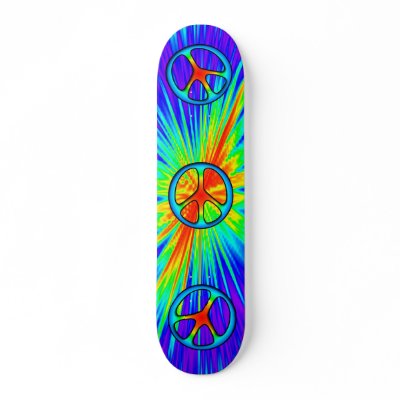 60s Style Peace Sign Skateboard by DragonCat