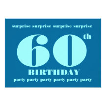 60th - 69th SURPRISE Birthday Party Invite - BLUE