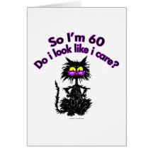 60th Birthday Cat Gifts Greeting Card