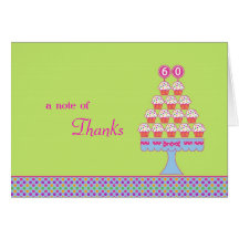 60th Birthday Cupcakes Thank You Card