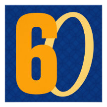 60th Birthday Huge Numbers Blue and Gold E623 Personalized Announcements