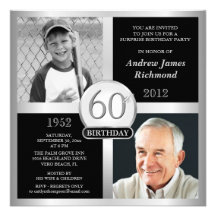 60th Birthday Invitations Then & Now Photos