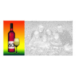 60th birthday or anniversary : wine bottle & glass photo cards