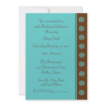 60th Birthday Party Invitation -- Aqua and Brown