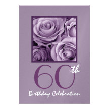 60th Birthday Party Invitation Lilac Purple Roses
