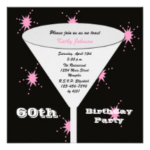 60th Birthday Party Invitation -- Pink 60th Toast